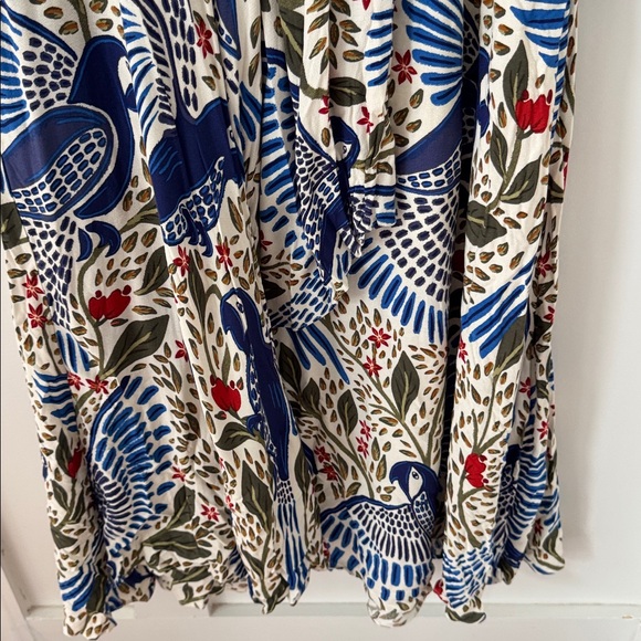 NWT FARM Rio Macaw Flight Maxi Plunging V-neck Long Sleeve Dress S - Picture 8 of 15